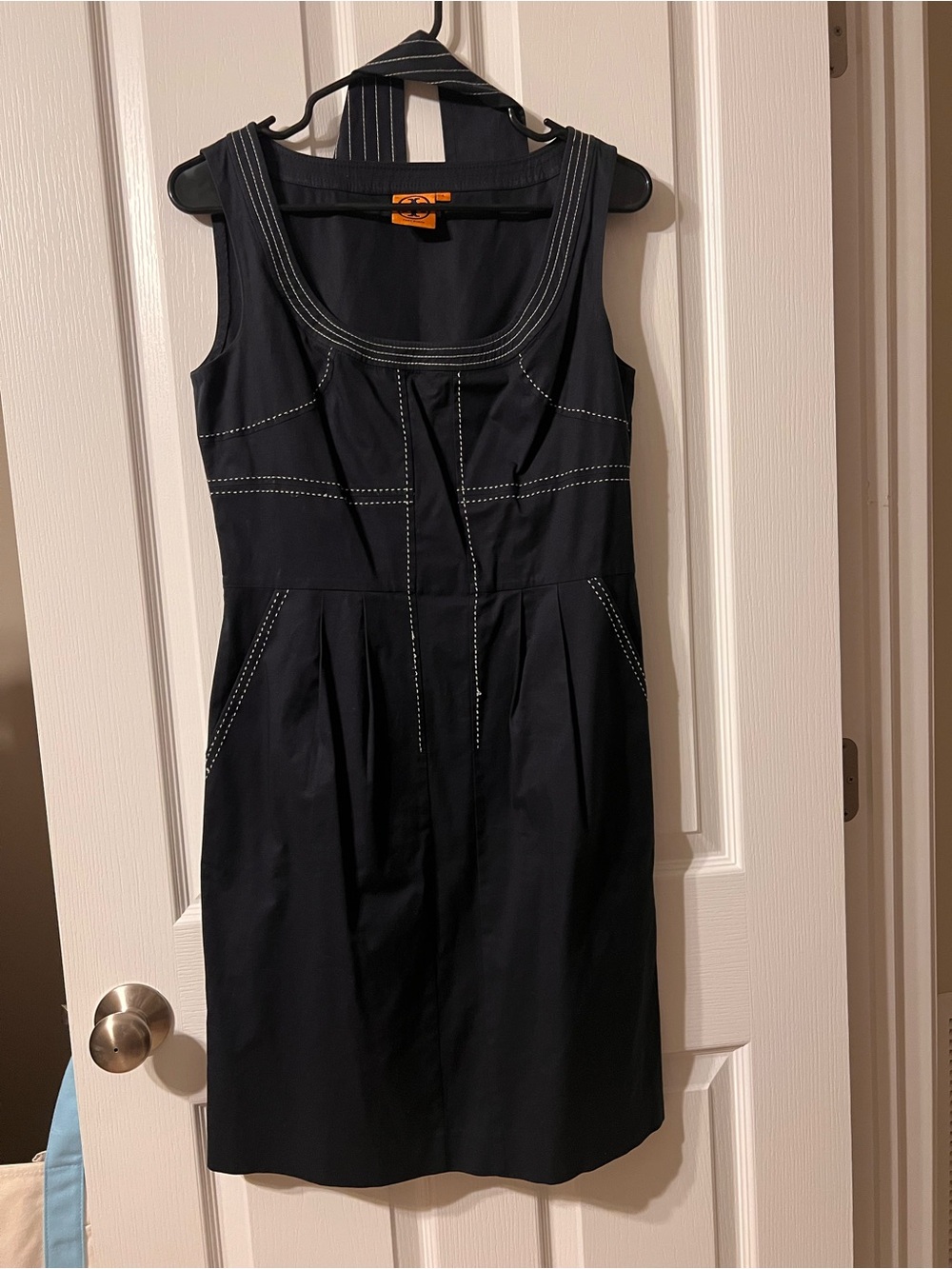Tory Burch Navy Dress with Contrast Stitching